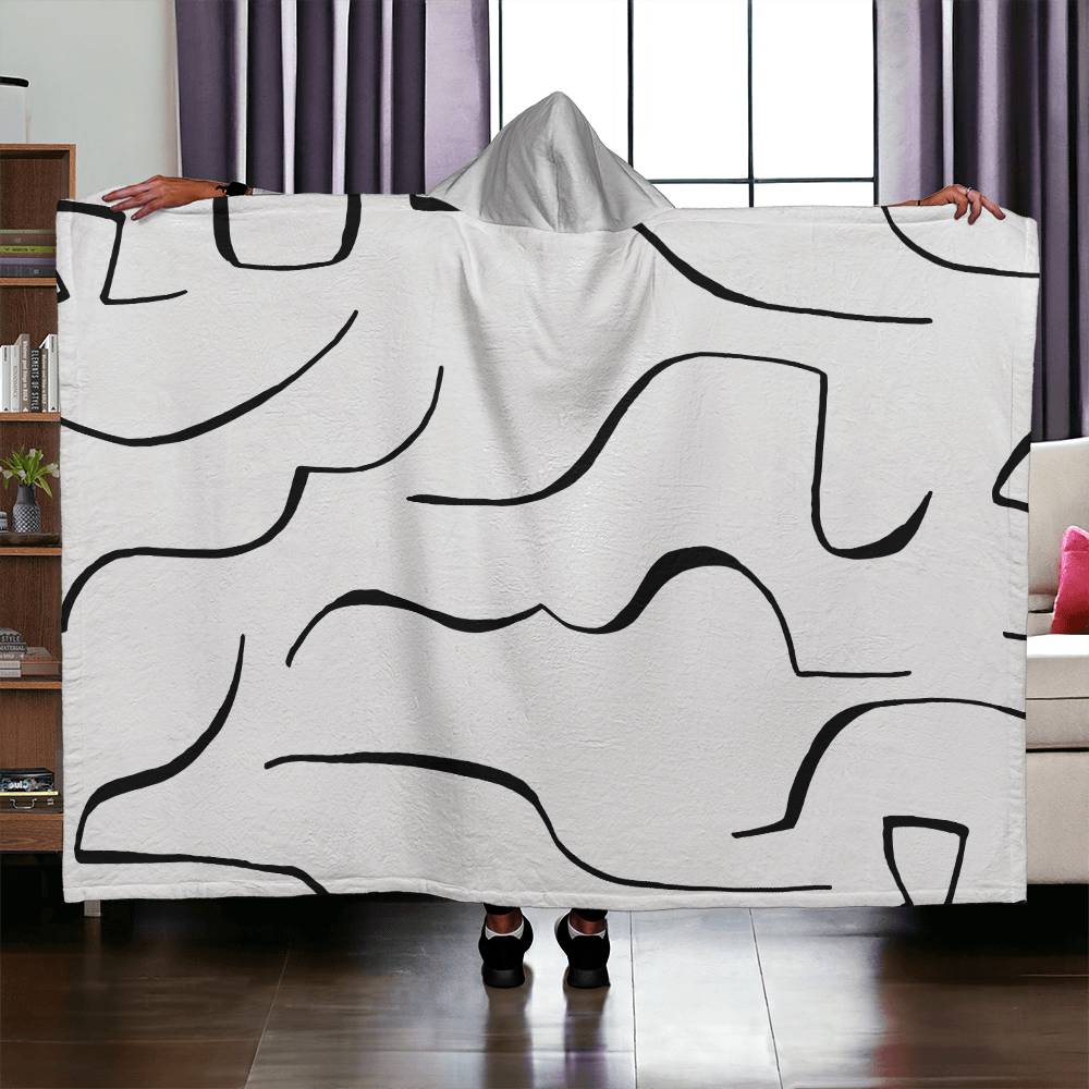 MODERN MONOCHROME LINES hooded blanket