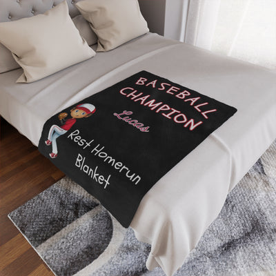 Personalizable Plush Blanket: BASEBALL CHAMPION REST HOMERUN BLANKET - 30x40in