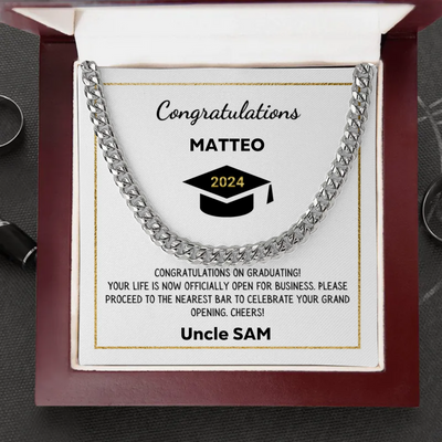 TIMELESS TRIBUTE FOR HIS GRADUATION Cuban Link Chain - Luxury Box