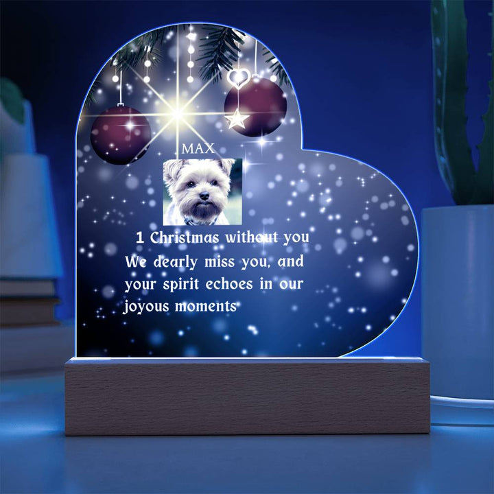 Pet Memorial Personalized -  LED Acrylic Heart Tribute for Beloved pets Departed