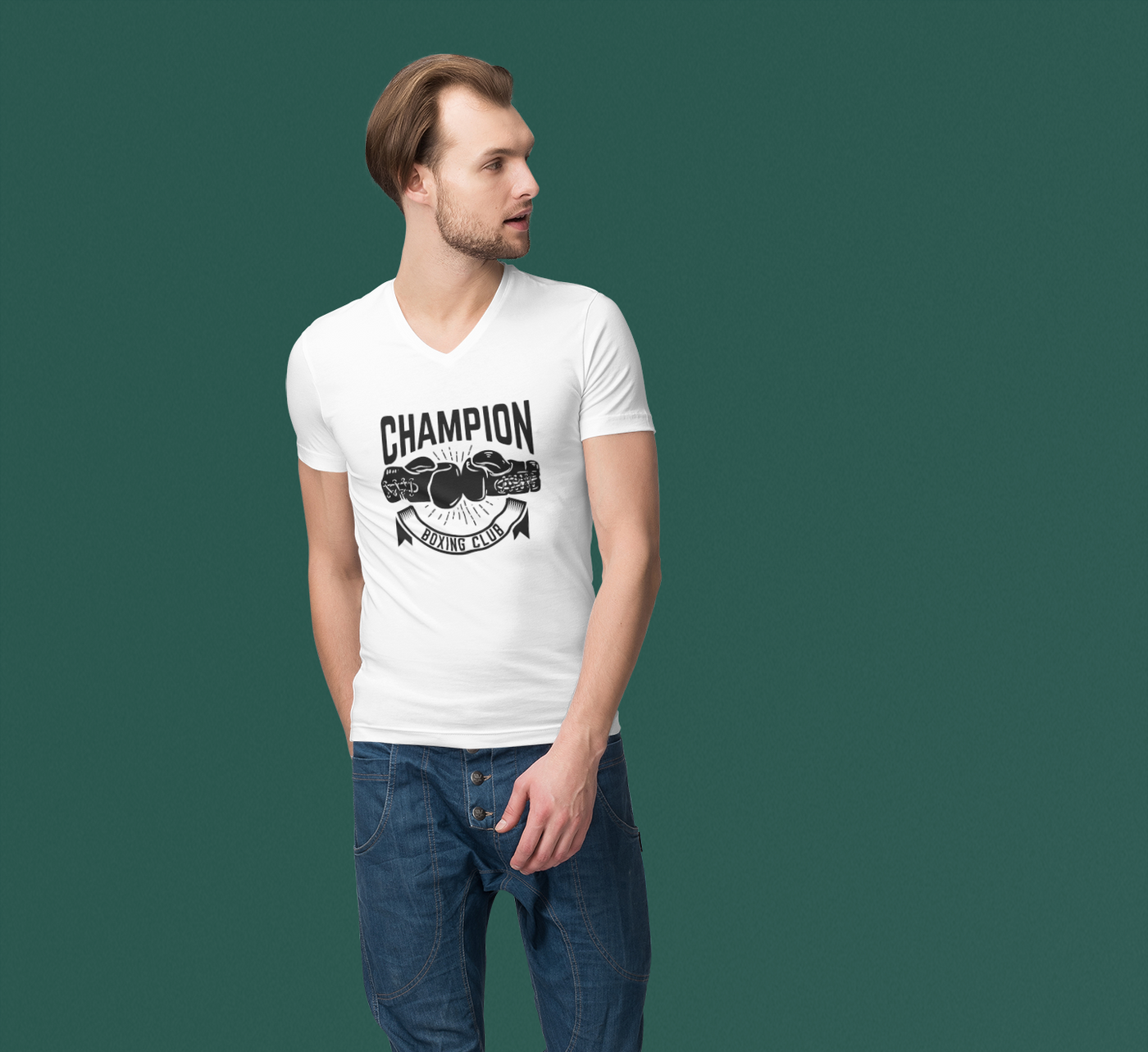 CHAMPION BOXING CLUB Unisex Jersey Short Sleeve V-Neck Tee