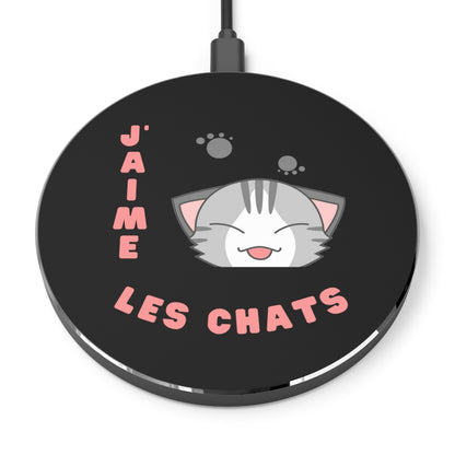 Pink Black Wireless Charger - J'aime les chats